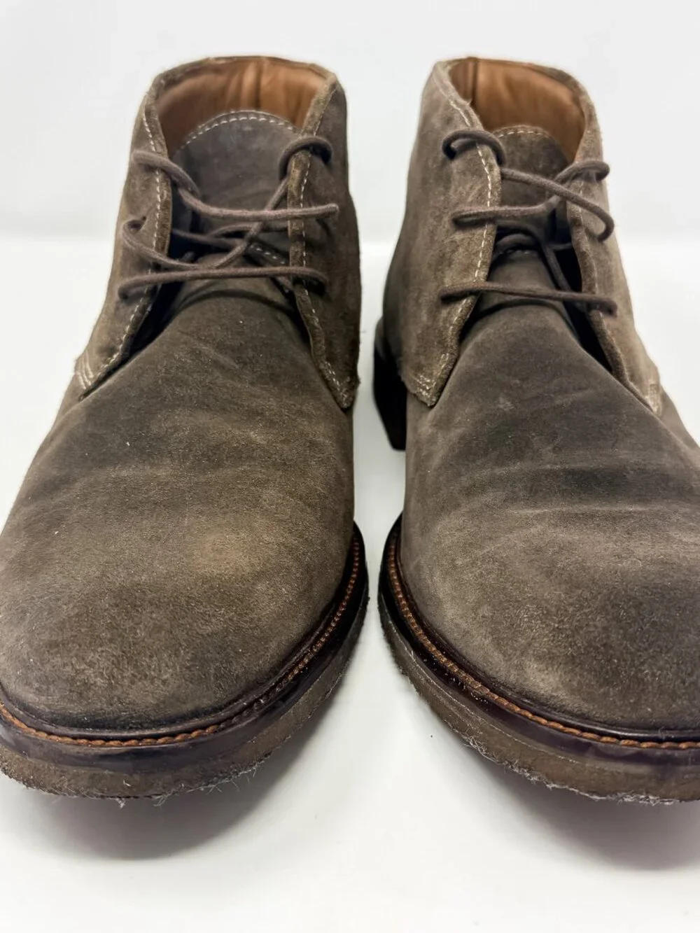 ECCO Suede Pebbled Leather Chukka Ankle Boots Men's 11.5 Brown Crepe Soles